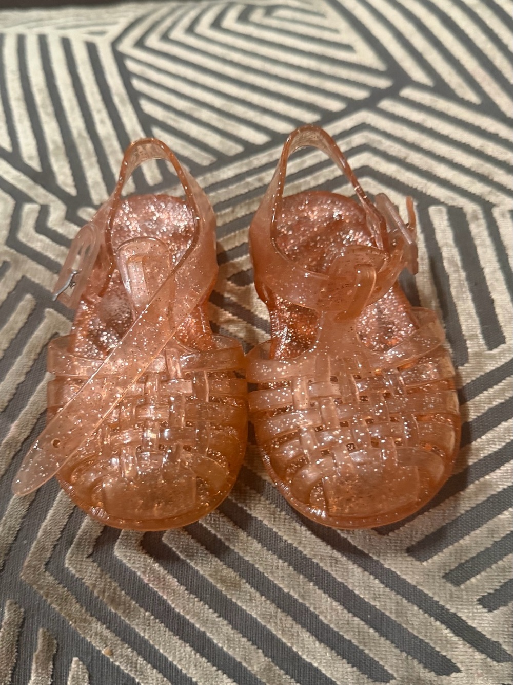 Sparkly Peach Jelly Sandals